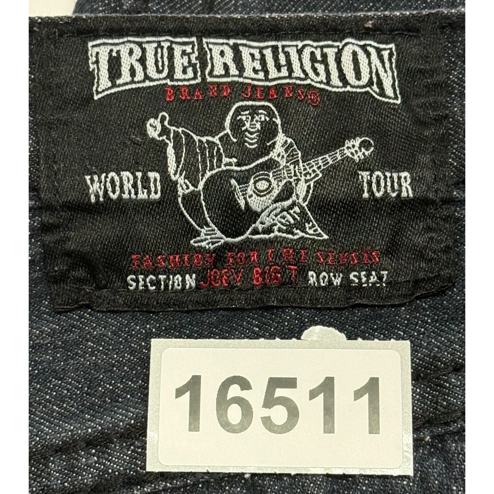 True Religion Joey‎ Jeans Mens 36 Blue World Tour Dark Wash Actual 36X32 USA